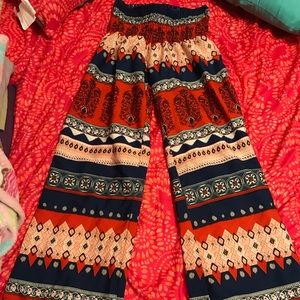 Silky flared patterned pants